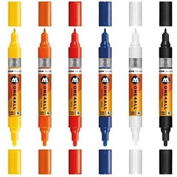 Molotow ONE4ALL Marker Set 6 Basic 1,5mm und 4mm