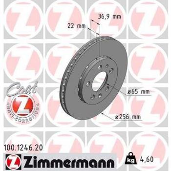 Disco Freno ZIMMERMANN COAT Z 100.1246.20 ventilato ad alta tensione in carbonio