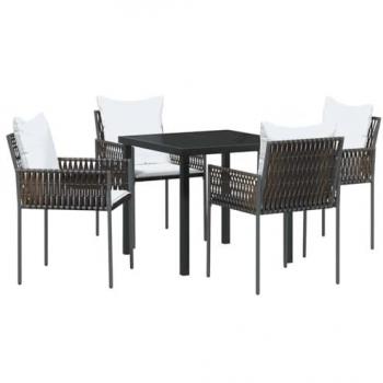 VidaXL Garten Essgruppe 5 Stück Braun und Schwarz PE‑Rattan Braun – Kombi-Set