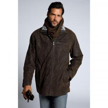 Giacca in pelle marrone con guanti e sciarpa, Uomo, Taglia: 7XL, Cuoio/Poliestere, JP1880