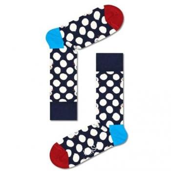 Happy Socks Calcetines Big Dot Snowman Crew Azul Marino, Blanco y Rojo, Talla 41-46, Unisex Adulto