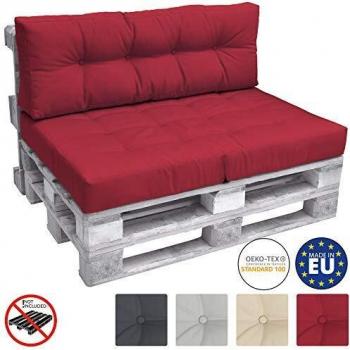 Almohadilla de soporte para palets In/Outdoor Europalets – 120 x 40 x 10 cm, tono rojo
