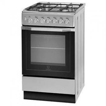 Indesit Dual Fuel Single Oven Cooker, Model I5GSH1S, Silver, 50cm