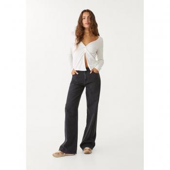 Stradivarius 46 Jeans Slim Straight Nero Brillante