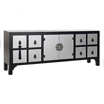 Meuble TV avec tiroirs en bois MDF, design oriental, 130 x 24 x 51 cm