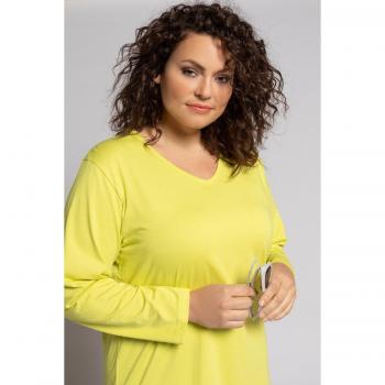 Women's Plus Size Yellow V-Neck Relaxed Cotton Tee, Size 24/26