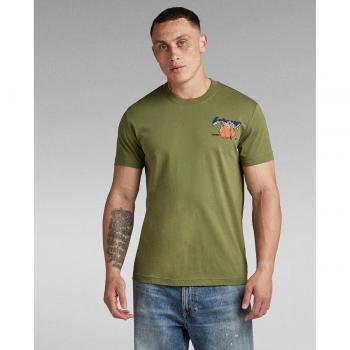 Camiseta de Hombre G-Star Raw con Gráficos y Espalda Vest Back en Verde Sage