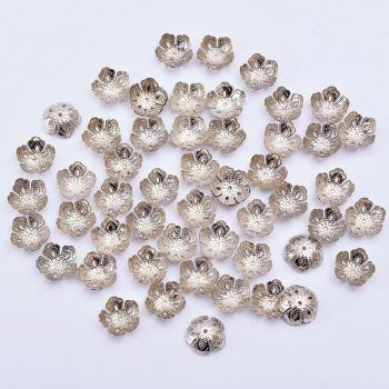 100 Count 14mm Flower Spacer Beads in Silver and Gold for DIY Jewelry