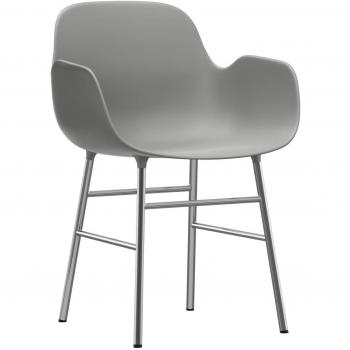 Normann Copenhagen Armlehnstuhl Form in Grau mit Chromgestell