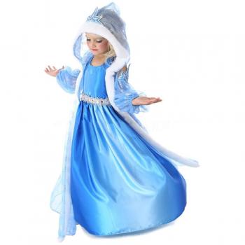 Costume bambina Principessa delle Nevi con mantello – 3 pezzi – Blu – Tg. 150