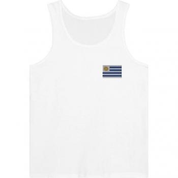 Top Shirt Uruguay Stickerei in Weiß – 100 % Baumwolle, figurschmeichelnd, für Damen & Herren