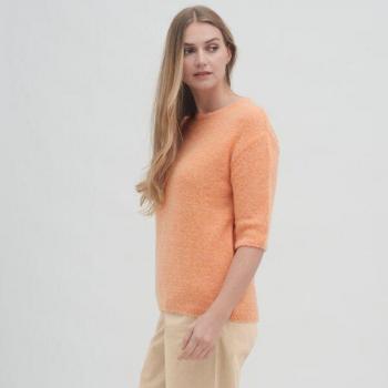 Living Crafts Damenpullover Orange – 84 % Naturfasern, 16 % recycelte Kunststoffe