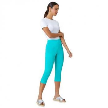 Blue Gingham Women's Capri Stretch Trousers