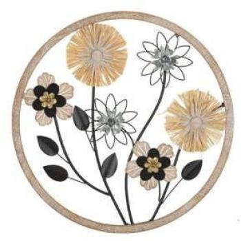 Pannello decorativo in metallo e legno multicolore cm 50x3