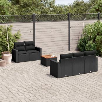 Ensemble de Salon de Jardin 6 Pcs Noir avec Coussins