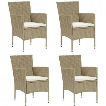 VidaXL Patio Chairs Set of 4 Poly Rattan Beige