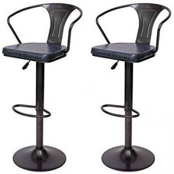 Barstool Rotativo Doble HWC-H10B – Estilo Retro Negro-Gris