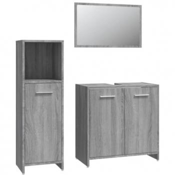 Ensemble de meubles de salle de bain 3 pièces en bois d'ingénierie gris Sonoma