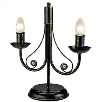 Donato Black Fabric Shade Table Lamp with Dual E14 Sockets