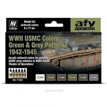 Set de Acrílicos Vallejo: Colores de Camuflaje USMC WWII Verde y Gris (1942-1945)