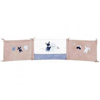 Nattou Tour de Lit Bébé – 60-70 cm, 180 x 40 x 2 cm (Bleu/Beige/Blanc)