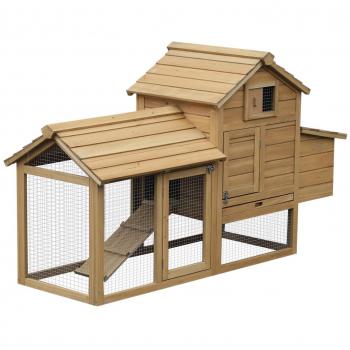Homeyard Small Backyard Chicken Coop with Hen Cage, Nesting Box, and Enclosed Outdoor Run (Size: 150.5 x 54 x 87 cm)