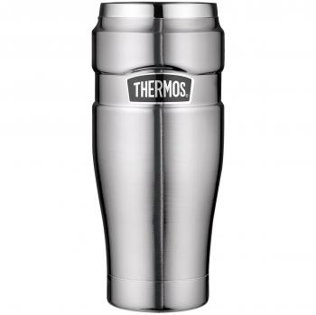 Thermos Isolierter Trinkbecher Edelstahl silbern Trinkverschluss 0,47L