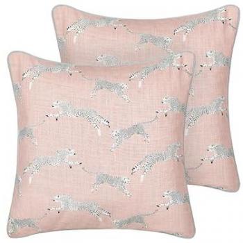 Beliani Cheetah Print Scatter Cushions Set of 2 Pink Cotton 45 x 45 cm
