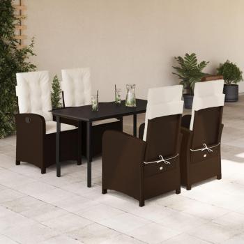 Ensemble de Repas d'Extérieur 5 Pièces avec Coussins Marron