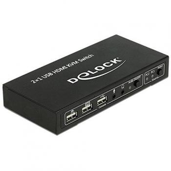 DeLock Dual‑HDMI KVM‑Switch 2‑zu‑1 mit USB‑Audio‑Ports