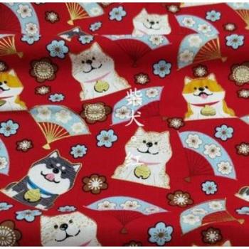 Shiba Inu Pattern Cotton Fabric for Crafts
