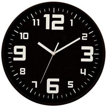 Schwarze Kunststoff-Wanduhr Ø 30 cm