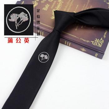 Cravate homme décontractée broderie fleurs noir rouge 5cm
