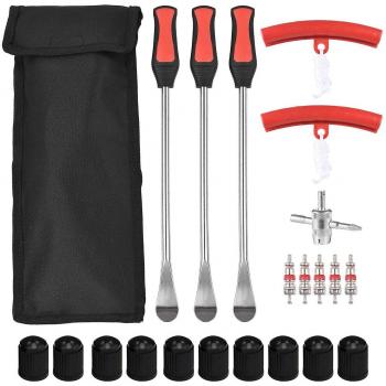Boîte à outils de changement de pneu avec levier, cuillère et protecteurs