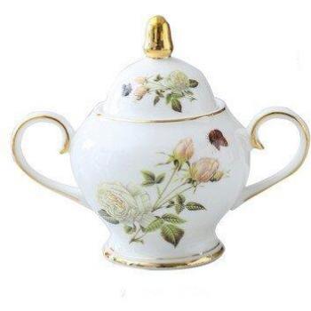 Porcelana Real Rosa Blanca Taza y Platillo