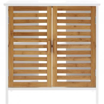 White Bamboo Double Door Under Sink Cabinet by Premier Housewares