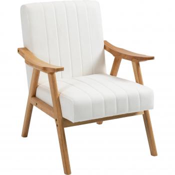 HOMCOM Skandi-Loungesessel in Samtoptik, Creme, 68x74x82cm