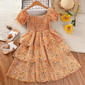 Robe de princesse à manches courtes pour petites filles