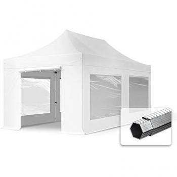 Aluminium 3x6m Pop Up Gazebo with Panorama Windows, 40mm Frame, White