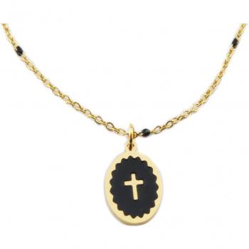 Collar de Diseño Cruz Negro 15x10 mm