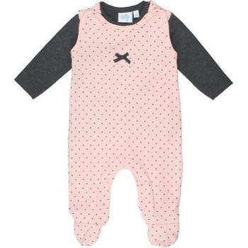 Tutina 2 pezzi per bambina a pois rosa e antracite