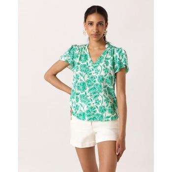 Blusa Naf Naf mujer manga corta cuello mao con botones dorados