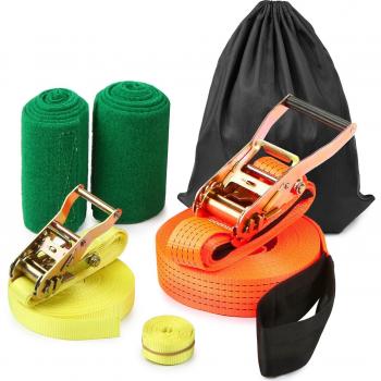 Kit Premium Slackline 49’ con Guantes Trinquete y Bolsa