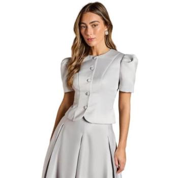 Coast Women's Silver Button‑Through Crop Jacket