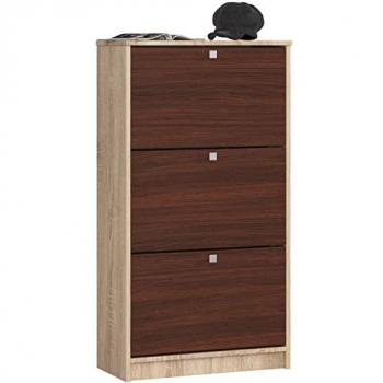 Scarpiera Multiuso AKORD 60 cm con 3 Ante in Rovere Sonoma e Wengé, Dimensioni 60x28,5x113 cm