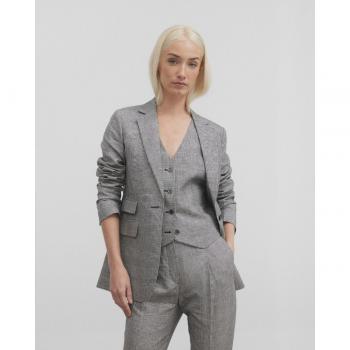 Americana de mujer príncipe de gales en blanco y negro