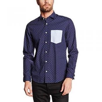 Camisa Esprit Gepunktet para Hombre, Azul (Dark Blue 405) M