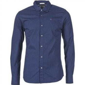 Camisa Original Stretch Tommy Jeans Hombre Manga Larga Cuello Sin Botón