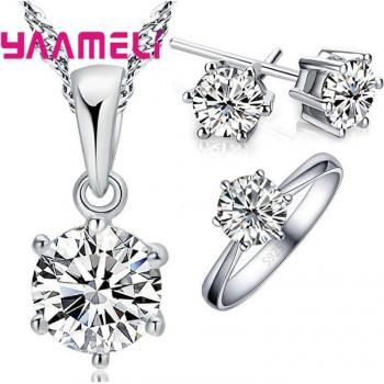 Conjunto de Collar y Pendientes de Cristal en Plata 925