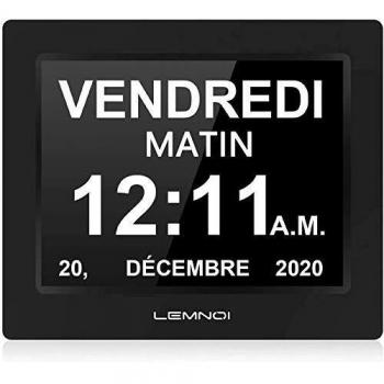 LEMNOI 8” Digital Clock N10 – HD Display, Rappel Alzheimer, Multi‑Langues